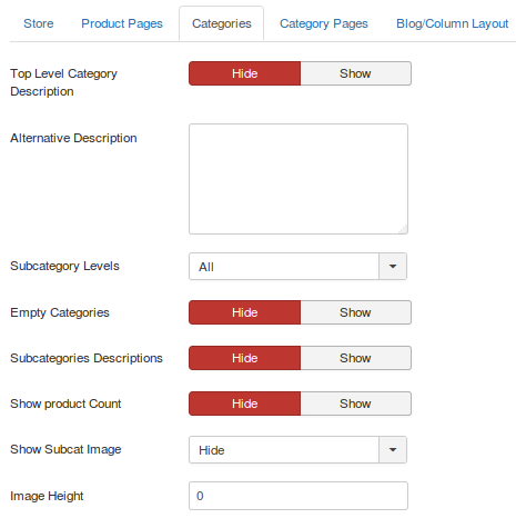 mymuse options categories