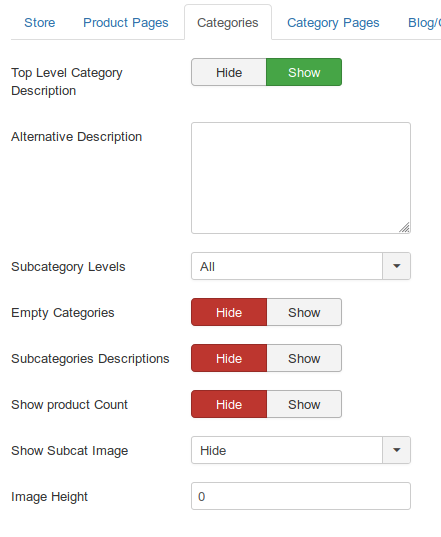 MyMuse Configuration Categories Administration